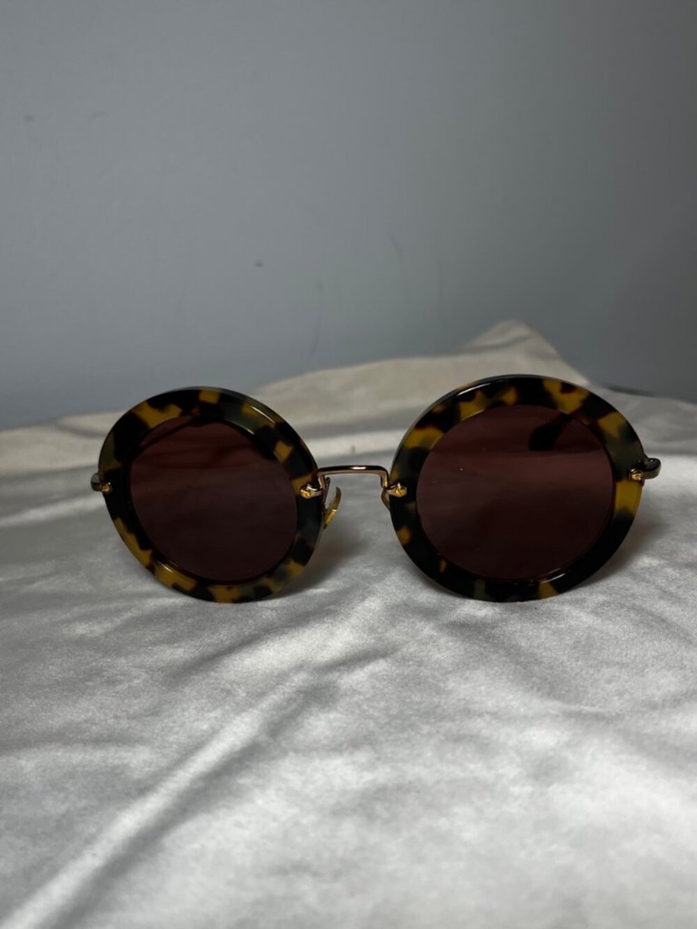 Miu Miu SMU 13N Round Tortoise Sunglasses